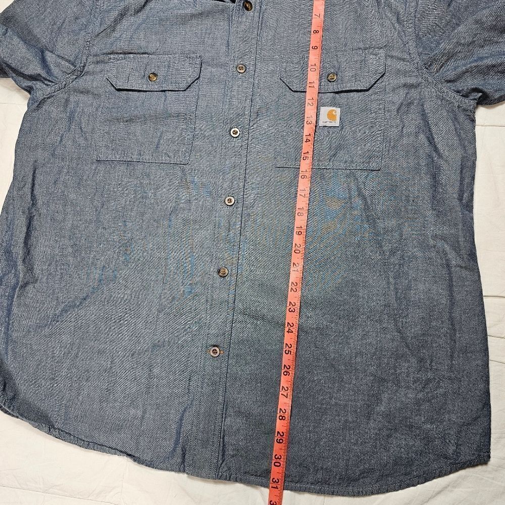 Carhartt Loose Fit Denim Button Down Short Sleeve Shirt Men's Size‎ XL - Picture 9 of 9